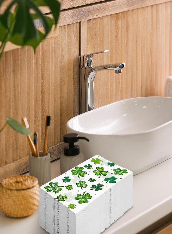 JarThenaAMCS مناديل جارثينا إيه إم سي إس، 80 ورقة، مناديل ورقية خضراء للاستخدام مرة واحدة، مزينة برسومات نبات البرسيم الأخضر، مناسبة لحفلات عيد القديس باتريك، مقاس 13 × 15.7 بوصة. - Image 5